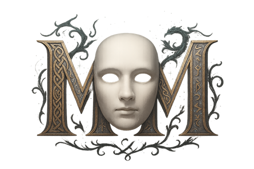 can you keep this logo but in the middle of the two Ms can you have a blank white halloween plastic mask